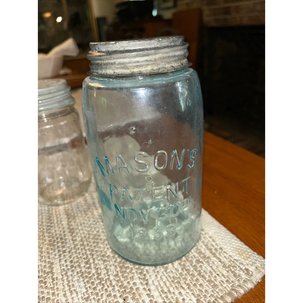 Vintage Ball Ideal Atlas Strong Shoulder Mason Patent 1858 Glass Jars Set of 3